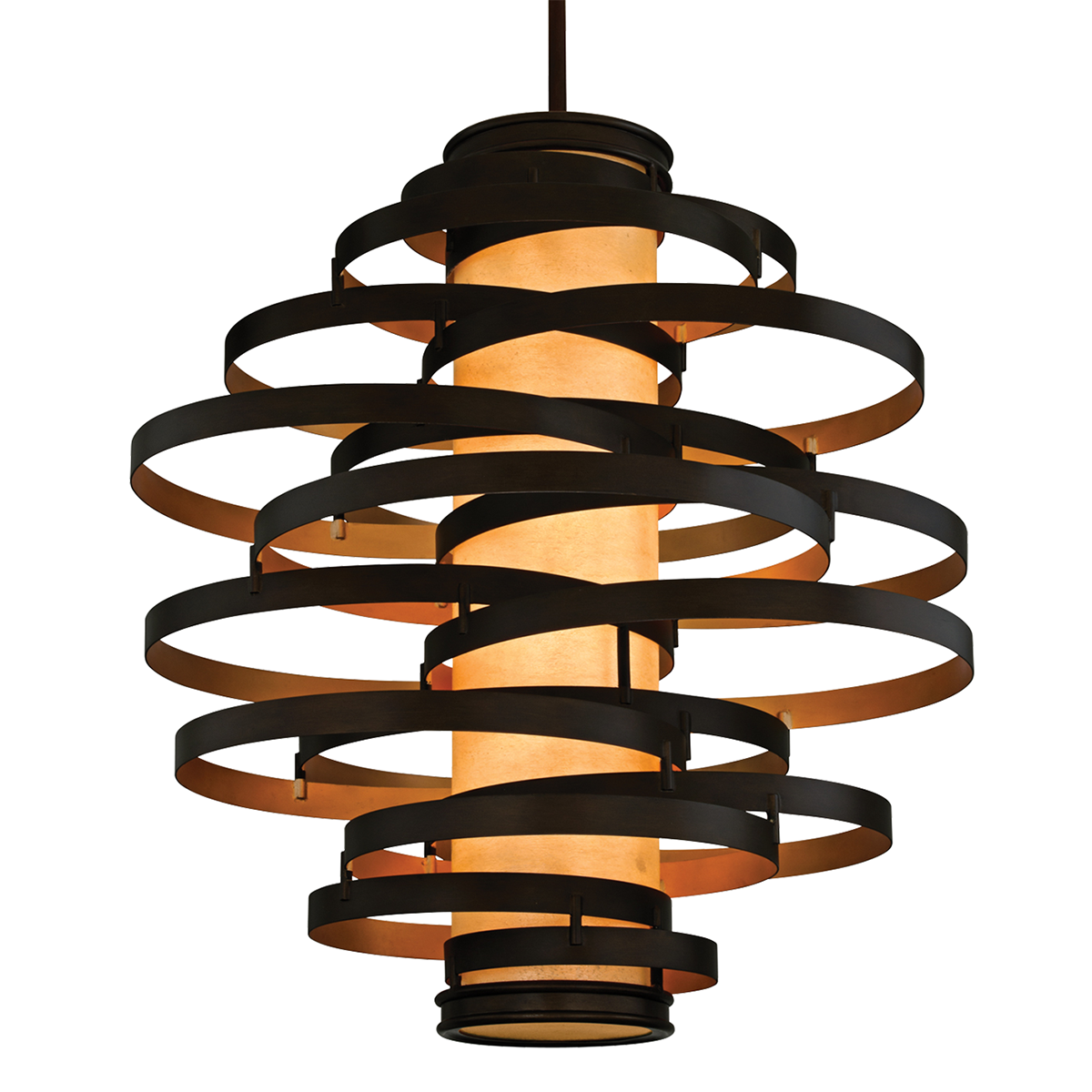 Vertigo Chandelier with BRONZE LEAF/GOLD LEAF Finish