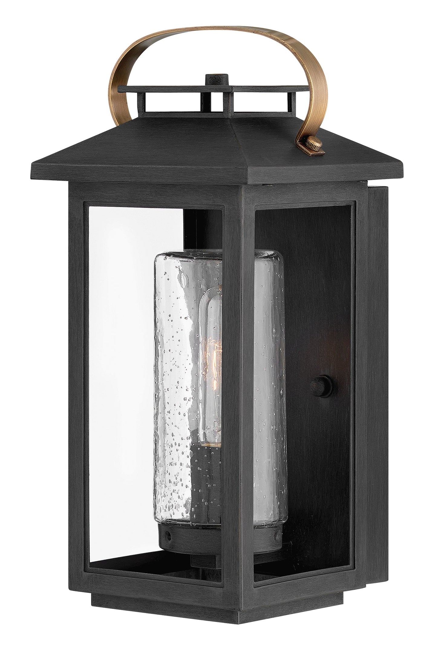 Atwater Medium Wall Mount Lantern In Black Finish
