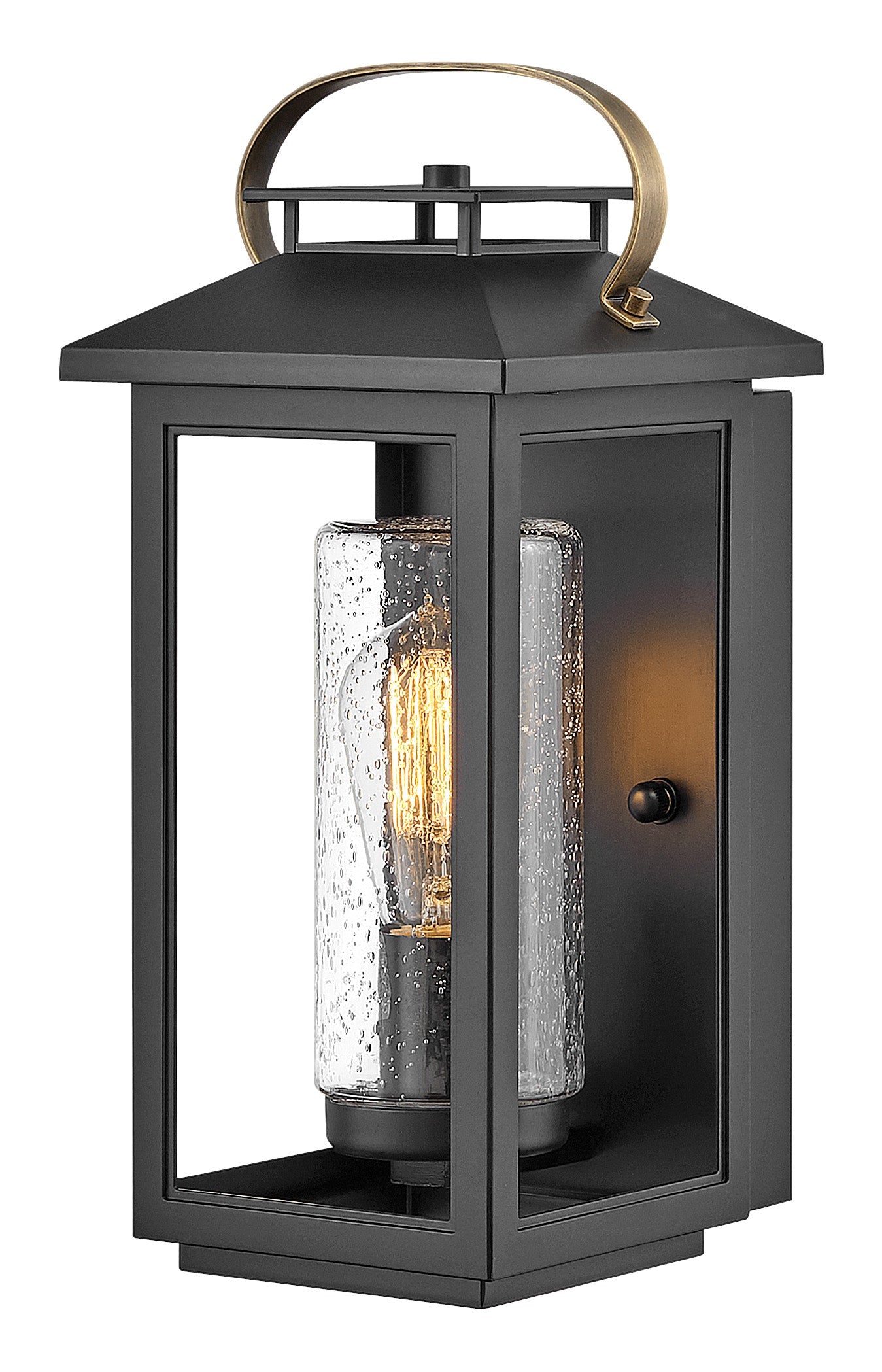 Atwater Medium Wall Mount Lantern In Black Finish