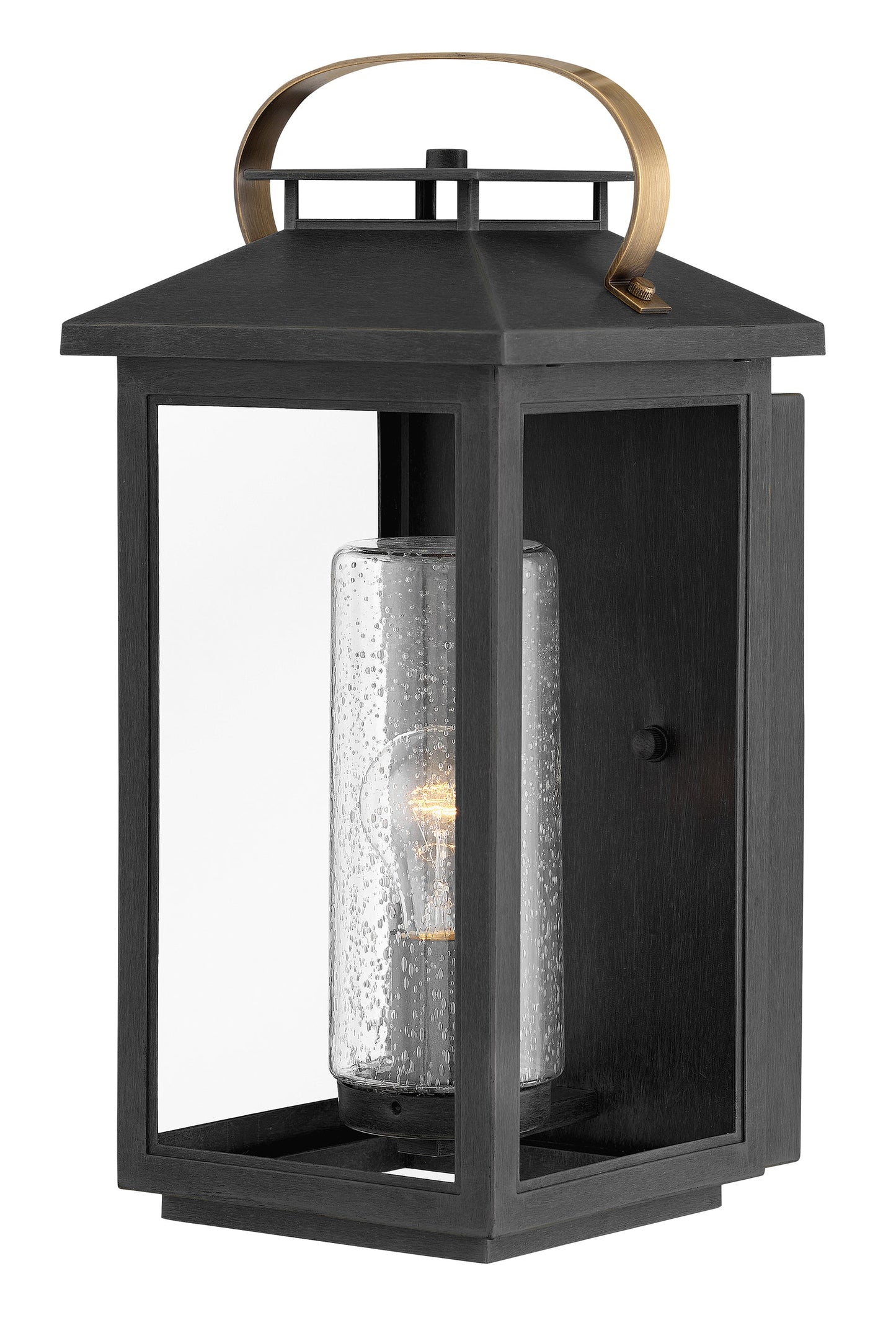 Atwater Medium Wall Mount Lantern In Black Finish