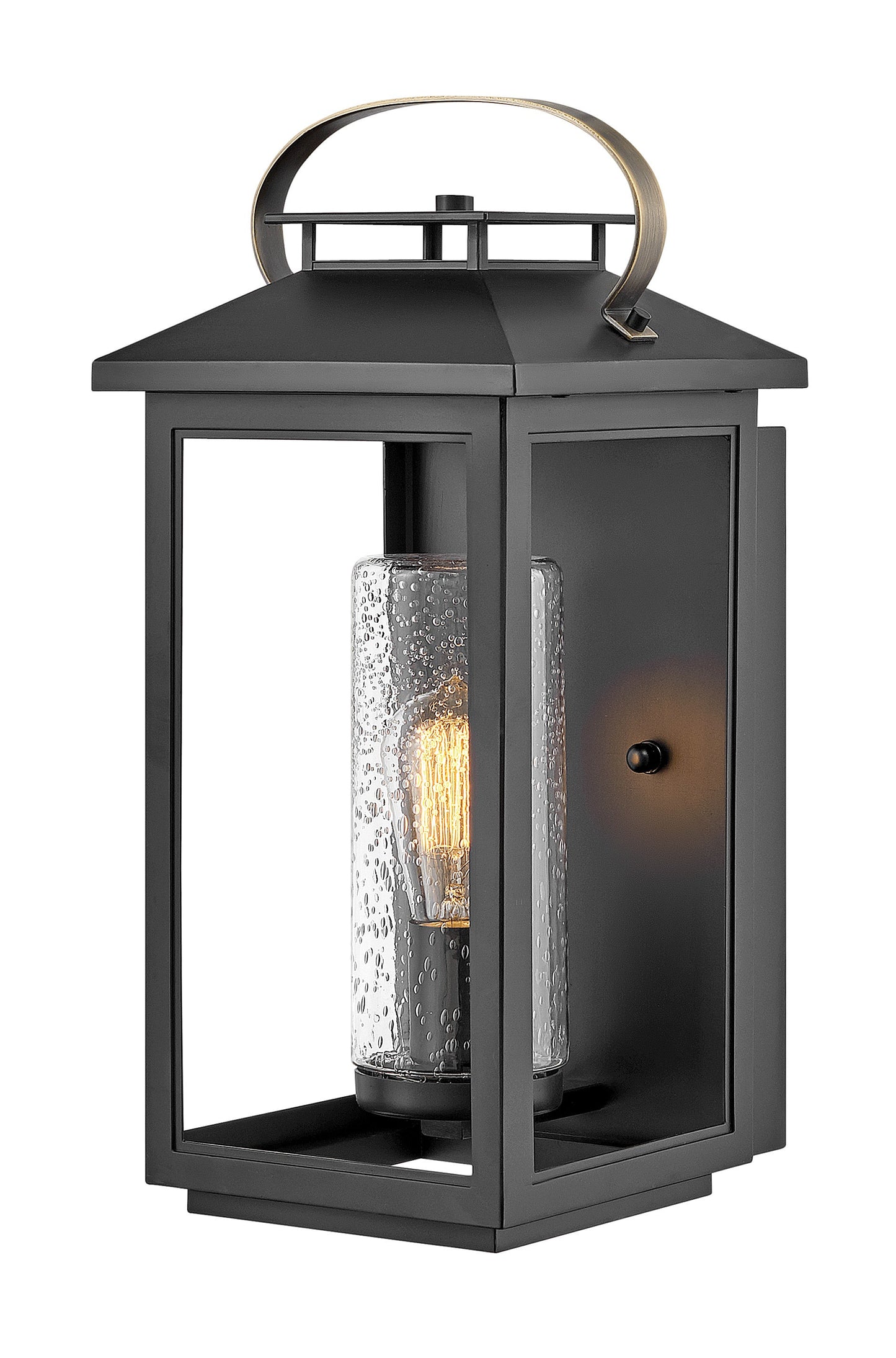 Atwater Medium Wall Mount Lantern In Black Finish
