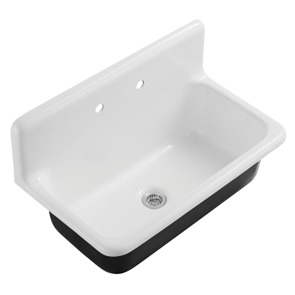 Petra Galley 36 Inch Wall Mount Kitchen Sink in White