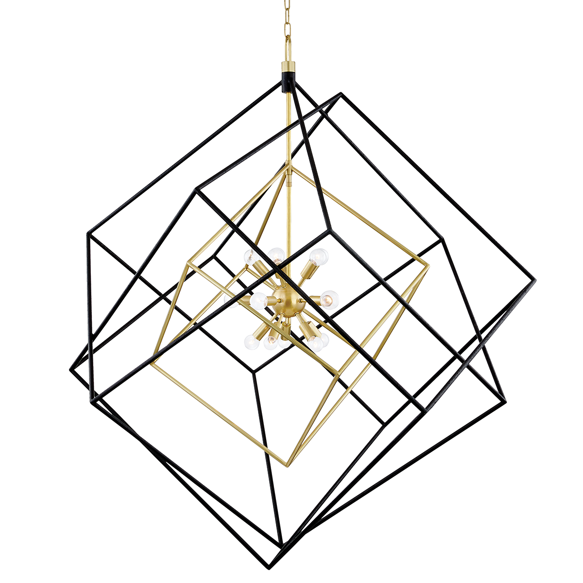 Roundout Chandelier with Aged Brass/black Finish