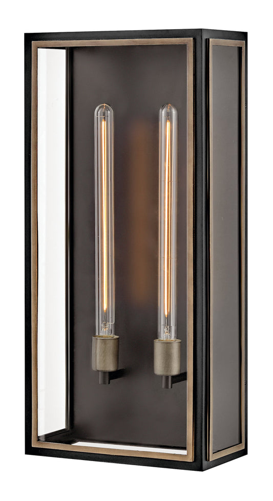 Shaw Large Wall Mount Lantern In Black Finish