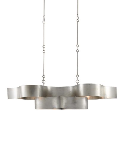 Grand Lotus Silver Oval Chandelier