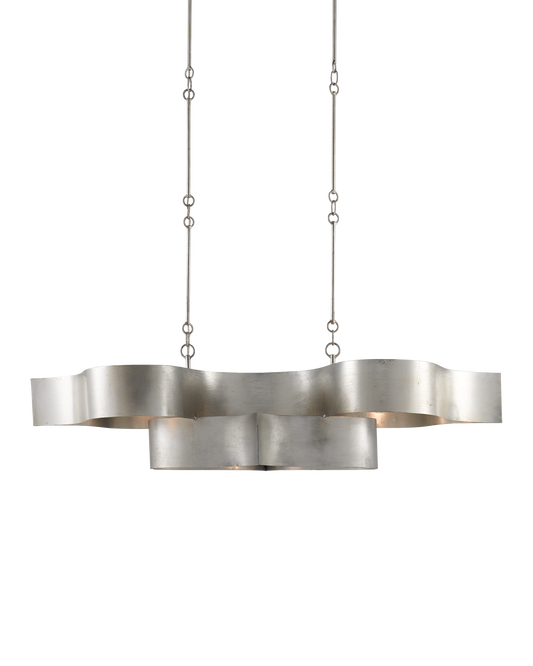 Grand Lotus Silver Oval Chandelier
