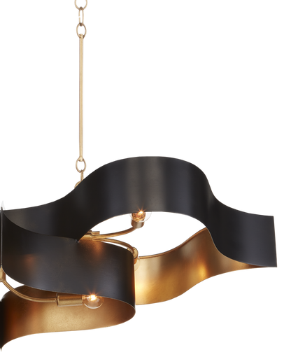 Grand Lotus Black Oval Chandelier