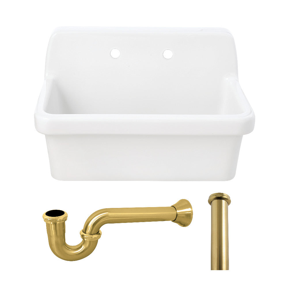 Doriteal 30.125 Inch Wall Mount Kitchen Sink in White