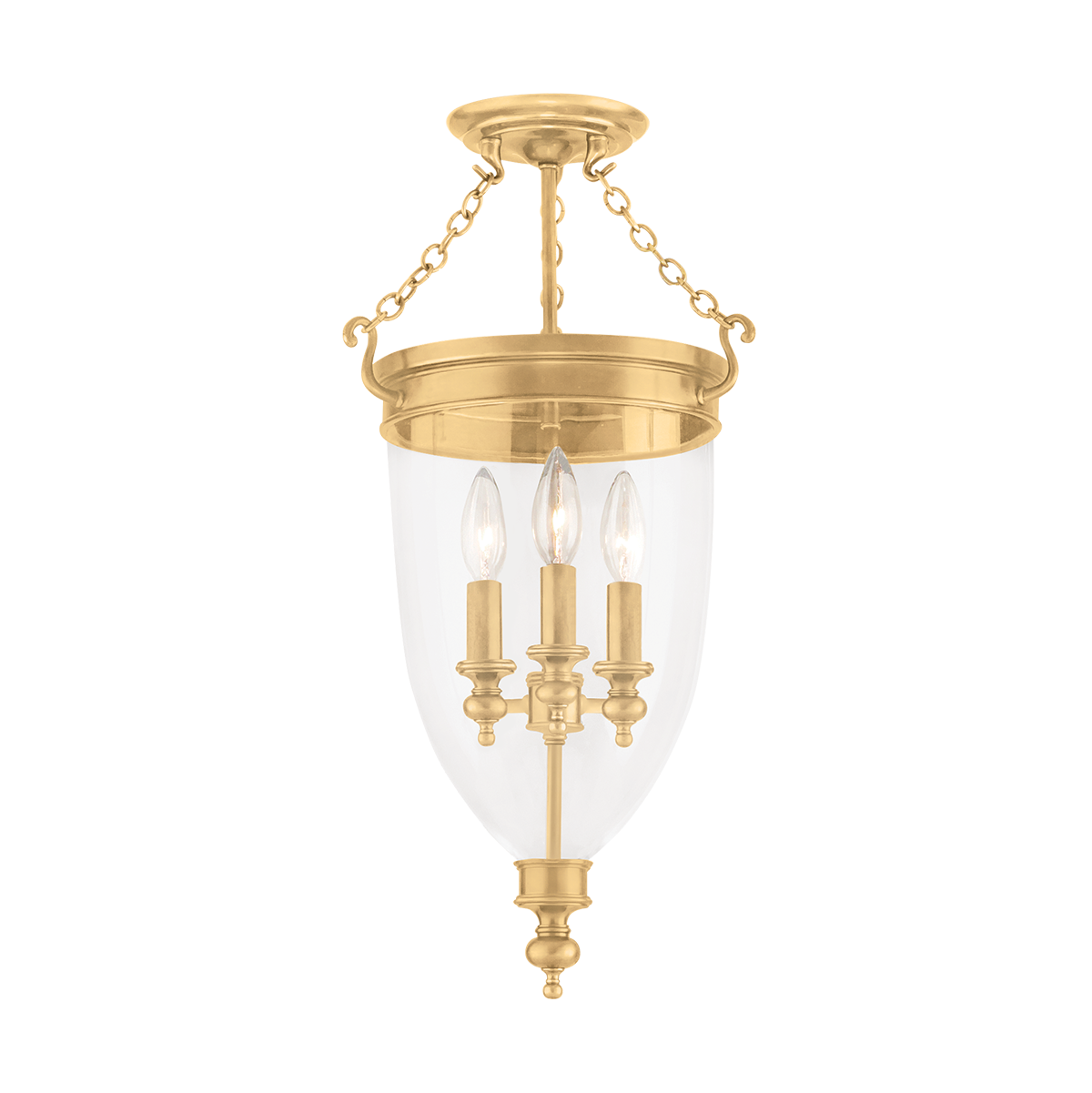 Hanover Semi Flush with Aged Brass Finish
