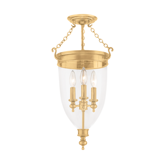 Hanover Semi Flush with Aged Brass Finish