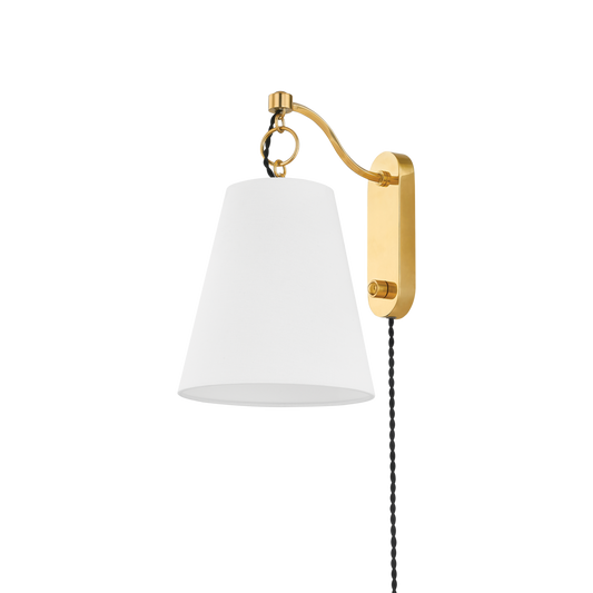 JOAN Plug-in Sconce with Aged Brass Finish