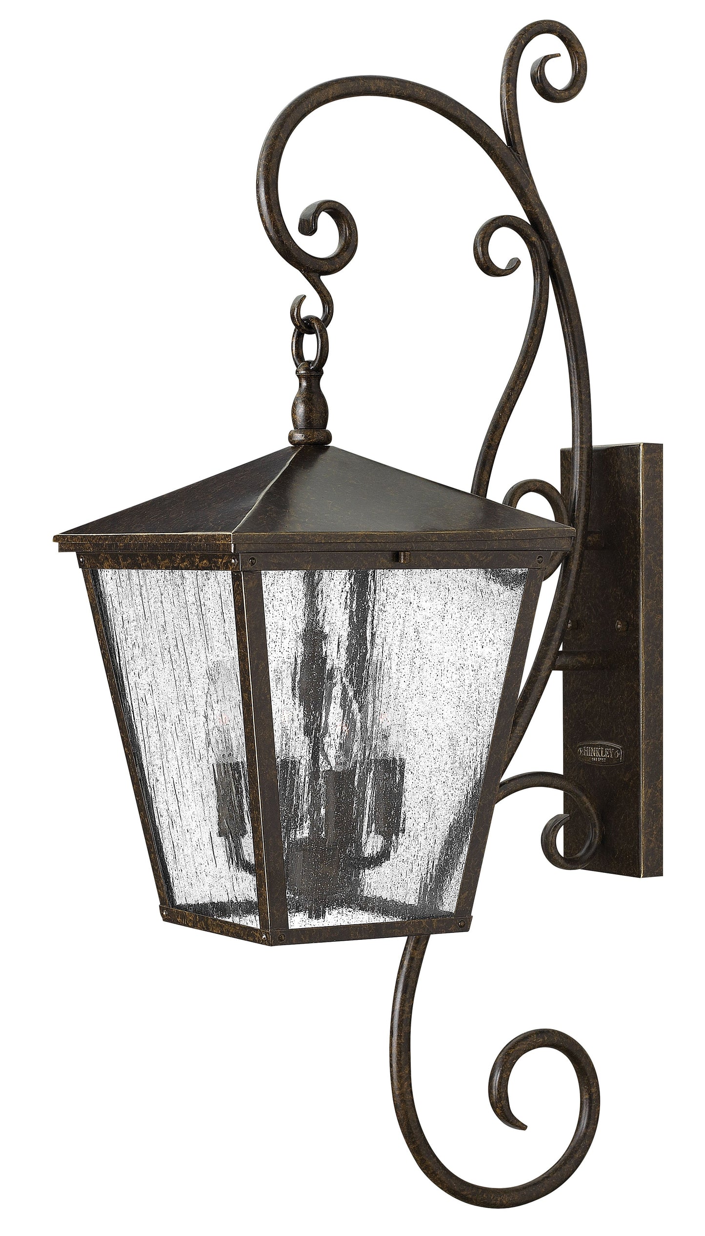 Trellis Extra Large Wall Mount Lantern with Scroll In Dark Bronze Finish