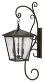 Trellis Double XL Wall Mount Lantern with Scroll In Dark Bronze Finish
