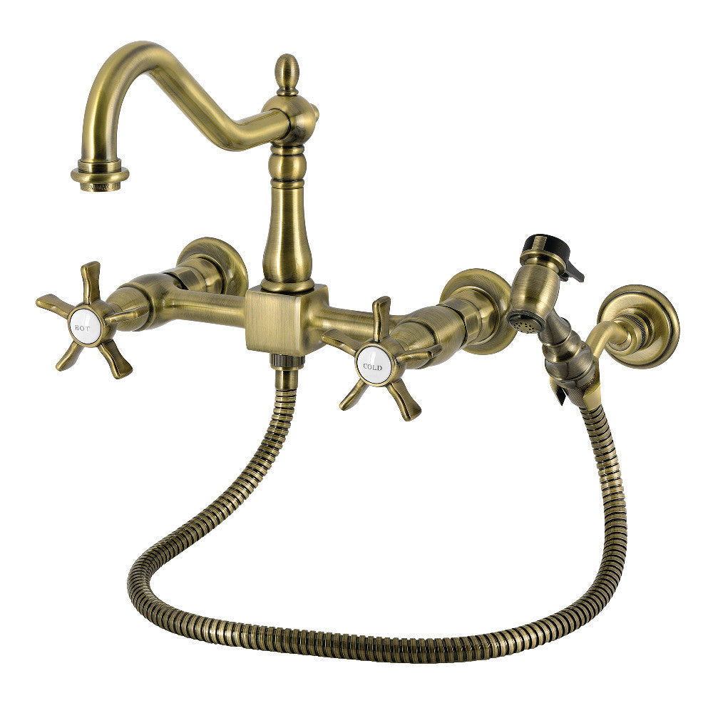 Hamilton Wall Mount Kitchen Faucet in Antique Brass