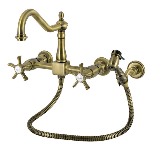 Hamilton Wall Mount Kitchen Faucet in Antique Brass