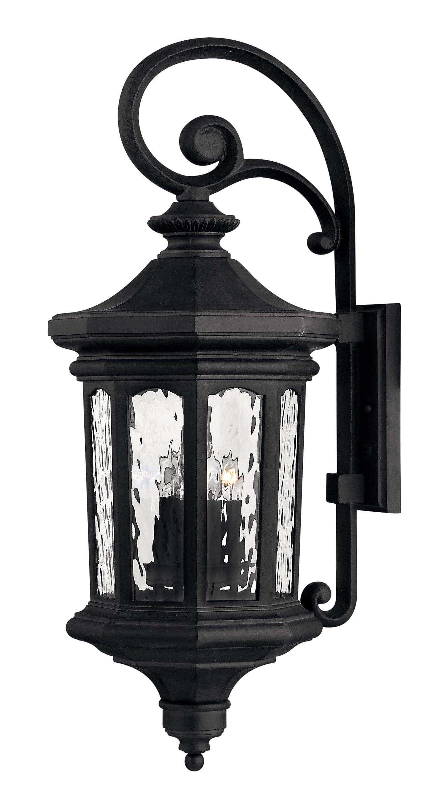 Raley Large wall Mount Lantern In Black Finish
