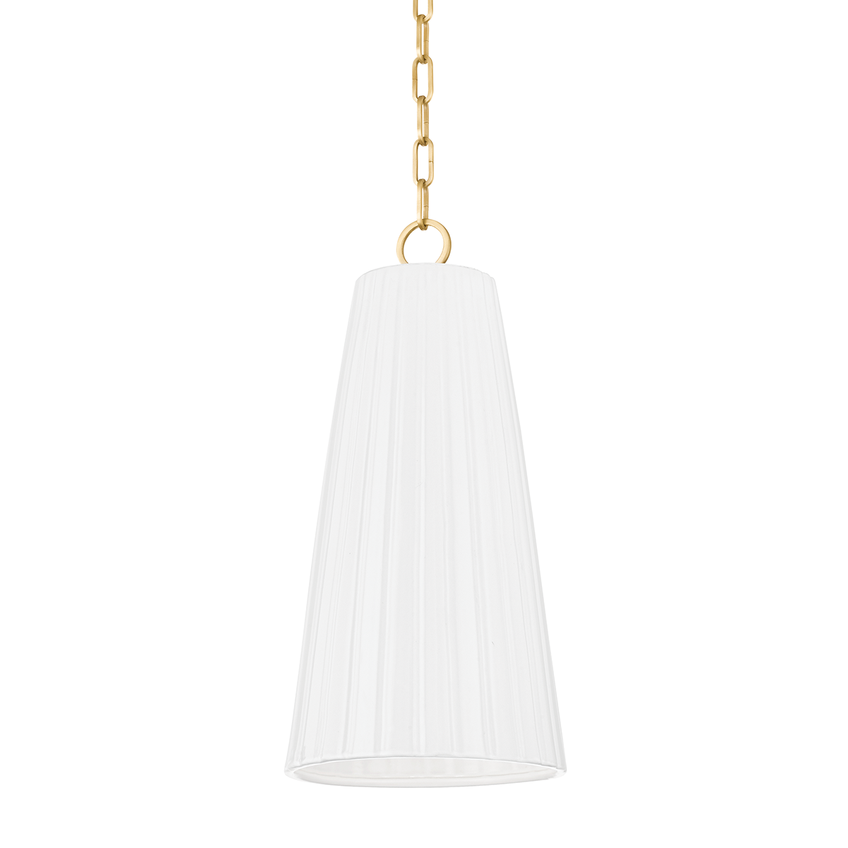 Treman Pendant with AGED BRASS/CERAMIC GLOSS WHITE Finish
