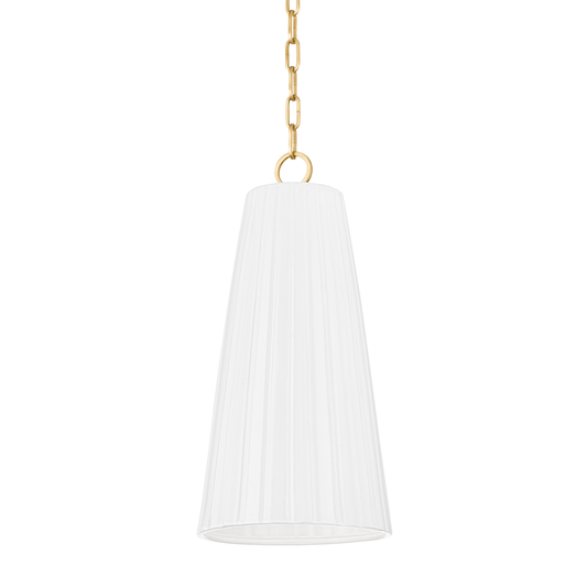 Treman Pendant with AGED BRASS/CERAMIC GLOSS WHITE Finish