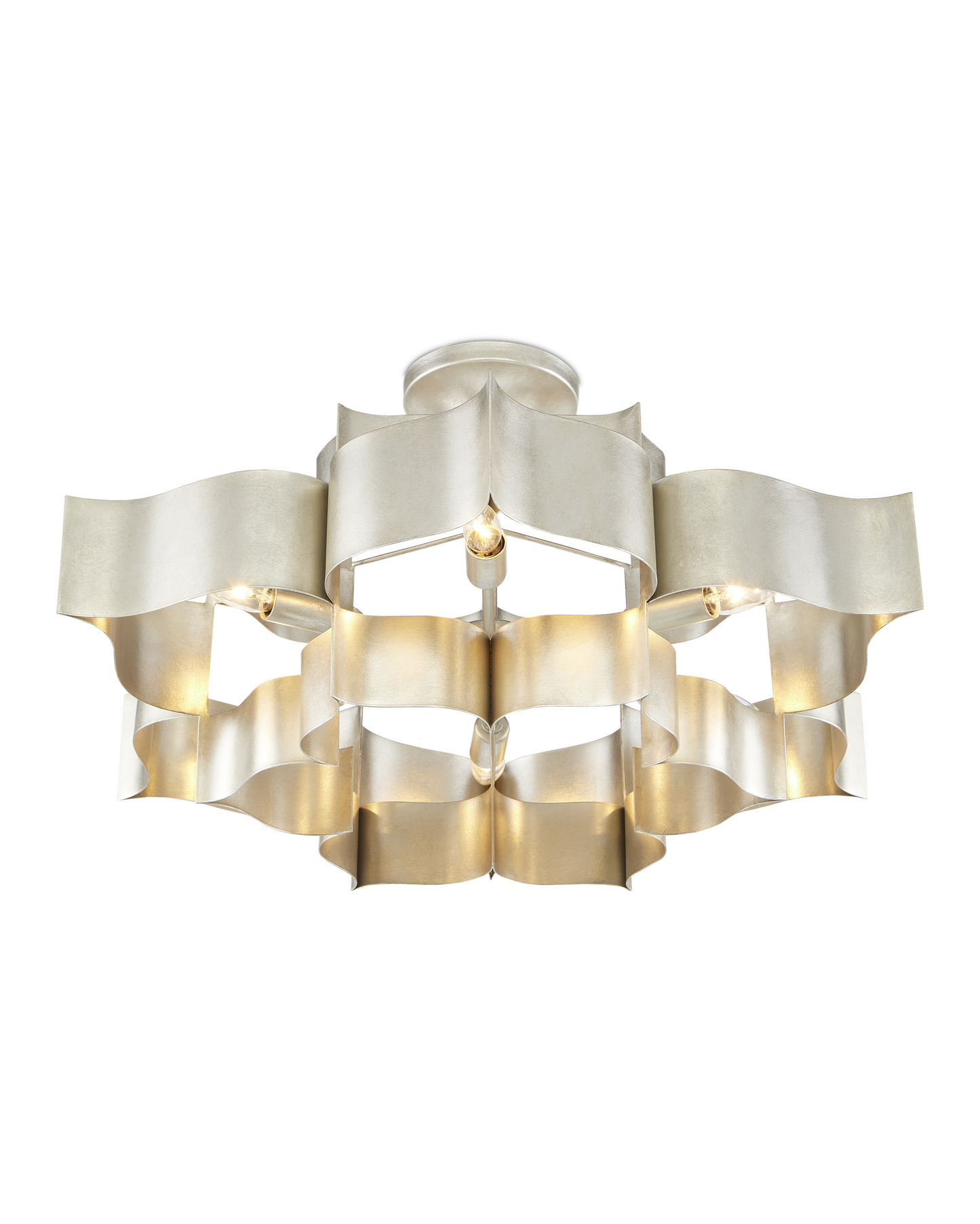 Grand Lotus Large Silver Chandelier