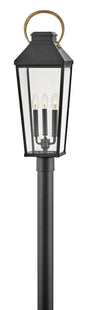 Dawson Large Post Top or Pier Mount Lantern In Black Finish