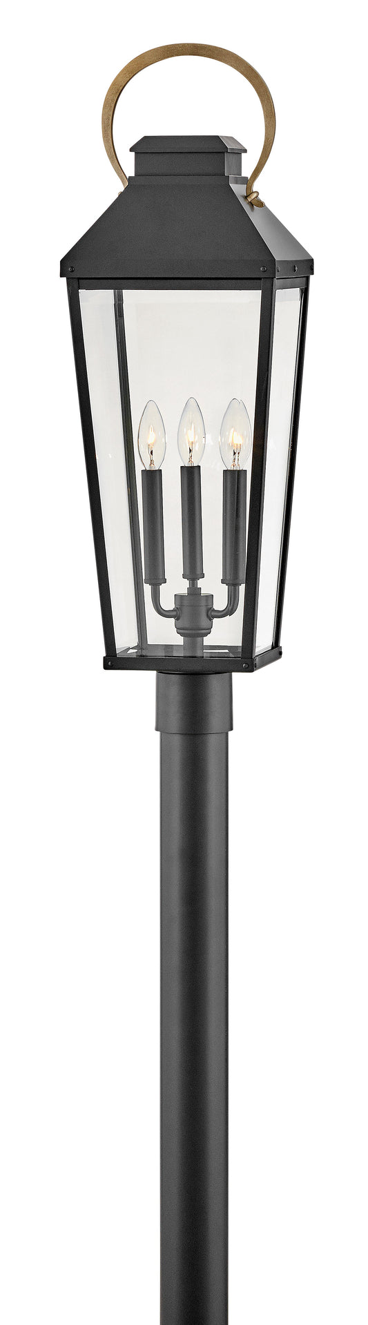 Dawson Large Post Top or Pier Mount Lantern In Black Finish