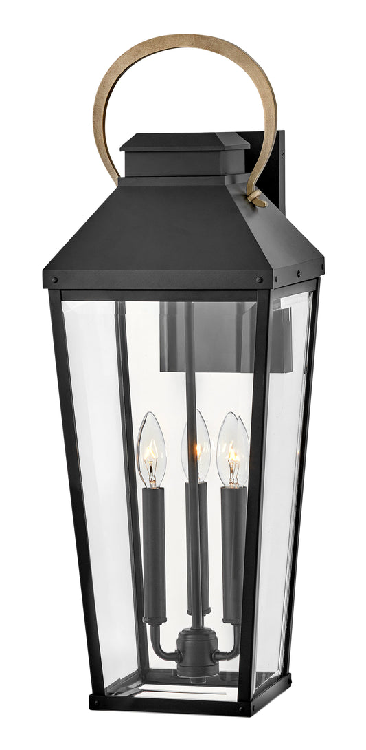 Dawson Large Wall Mount Lantern In Black Finish