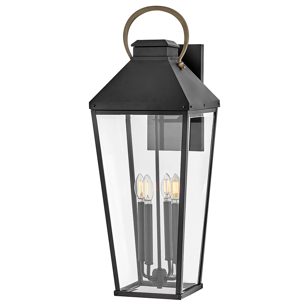 Dawson Large Wall Mount Lantern In Black Finish