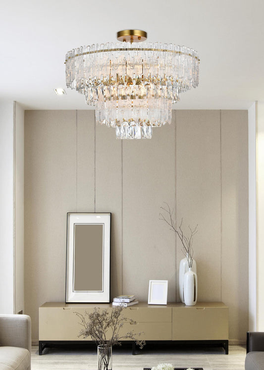 Emilia 25 inch Flush Mount in Satin Gold