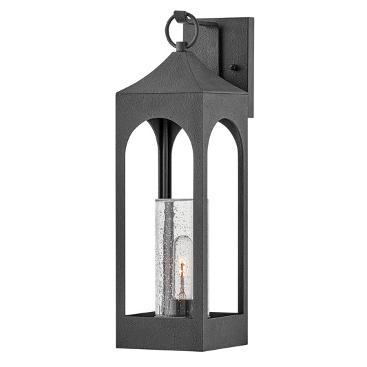 Amina Large Wall Mount Lantern In Black Finish