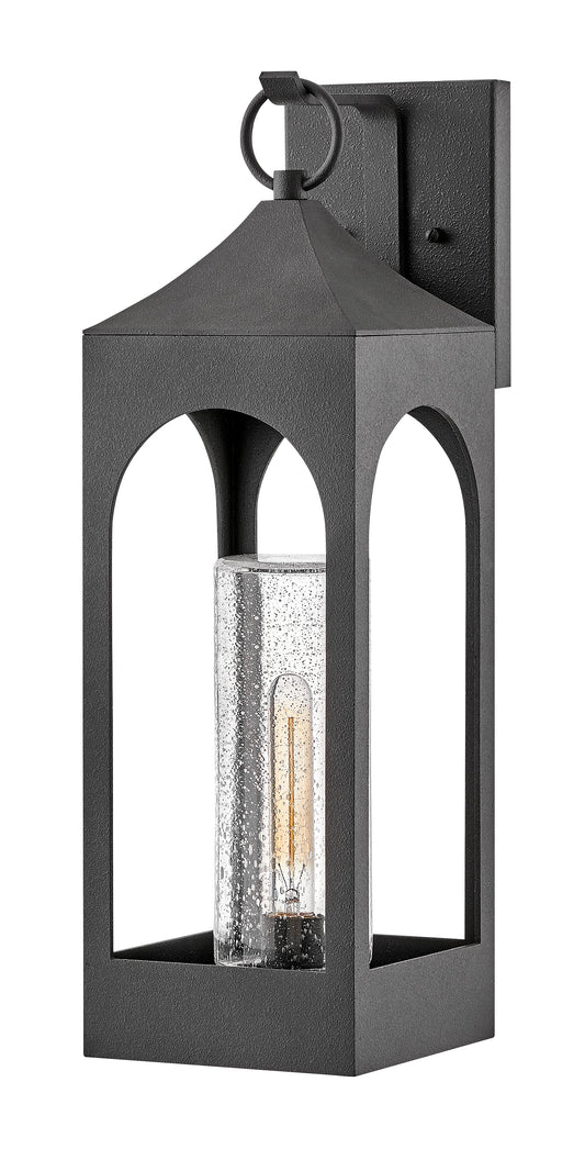 Amina Large Wall Mount Lantern In Black Finish