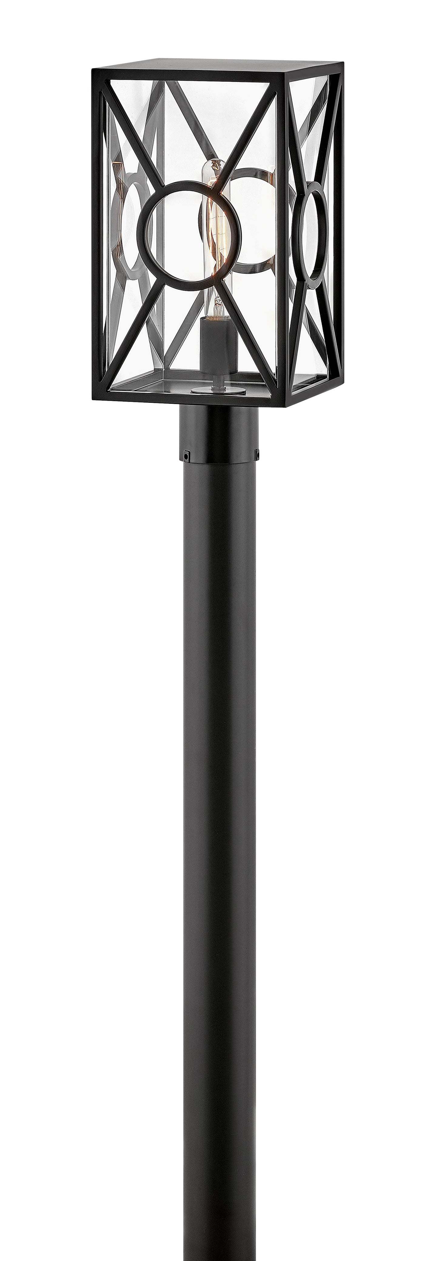 Brixton Medium Post Top or Pier Mount Lantern In Black Finish