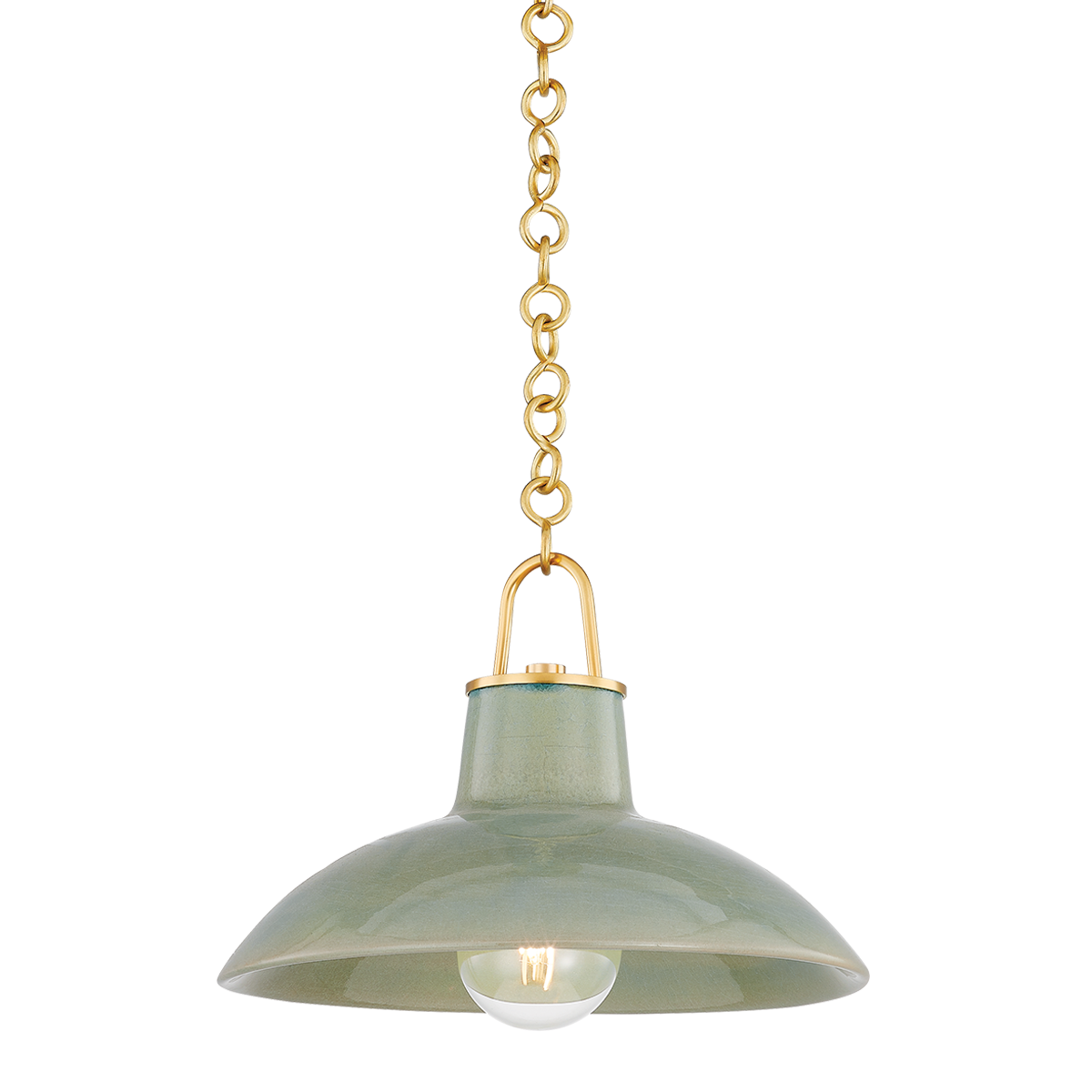 POTTERSVILLE Pendant with Aged Brass/Ceramic Moss Crackle Finish