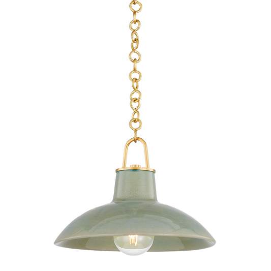POTTERSVILLE Pendant with Aged Brass/Ceramic Moss Crackle Finish