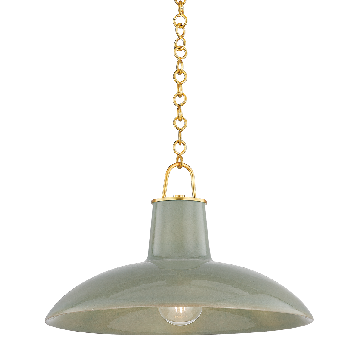 POTTERSVILLE Pendant with Aged Brass/Ceramic Moss Crackle Finish