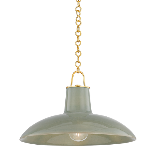 POTTERSVILLE Pendant with Aged Brass/Ceramic Moss Crackle Finish