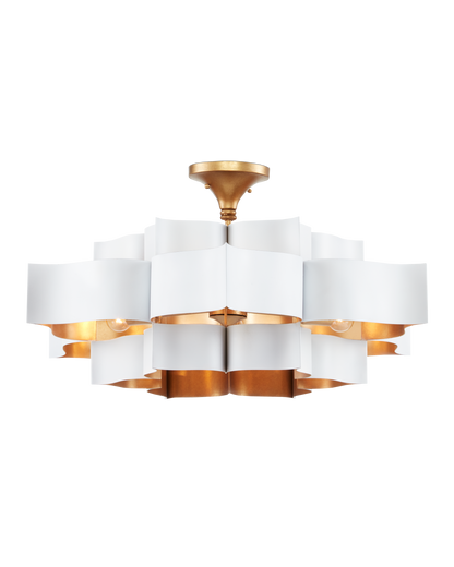 Grand Lotus Large White Chandelier