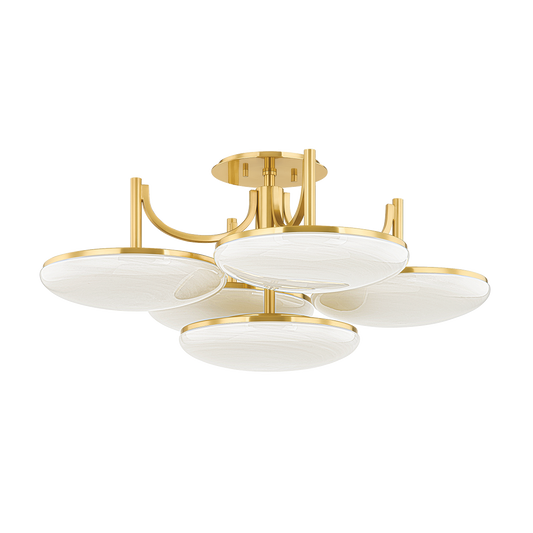 BREGMAN Semi Flush with Aged Brass Finish