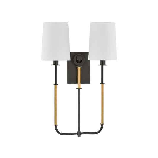 GLENMONT Wall Sconce with AGED BRASS/DISTRESSED BRONZE Finish