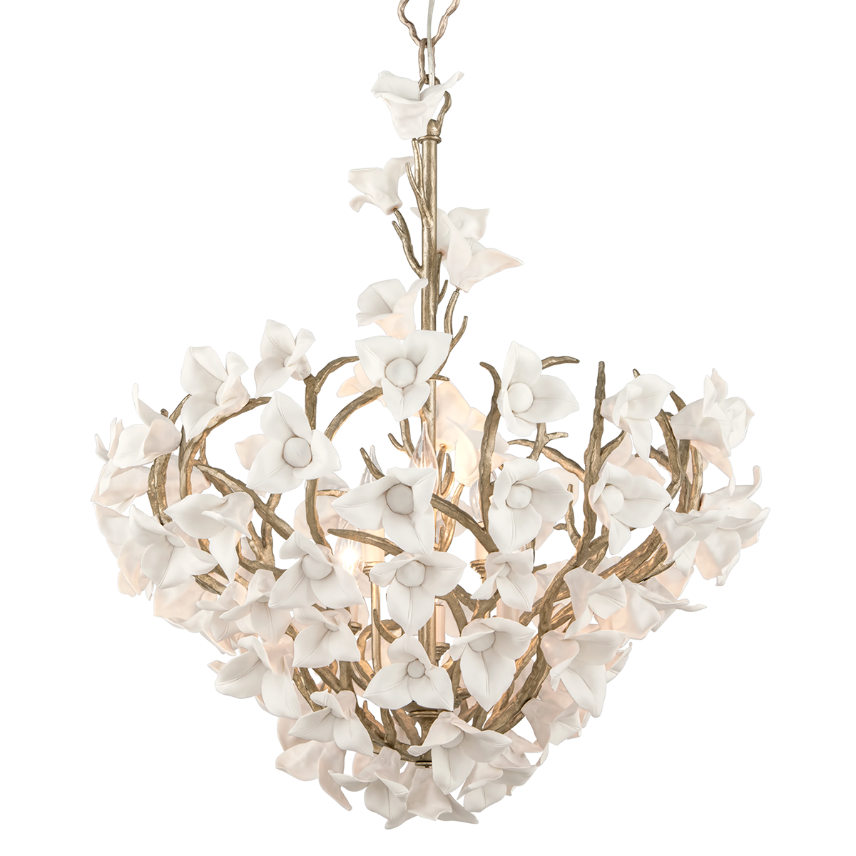 Lily Chandelier with Stria Gold Leaf Finish