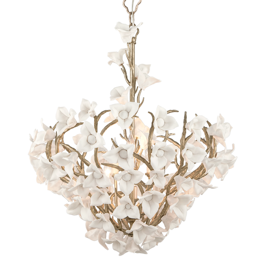 Lily Chandelier with Stria Gold Leaf Finish