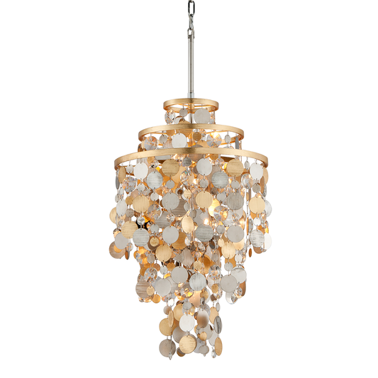 Ambrosia Chandelier In GOLD SILVER LEAF & STAINLESS Finish