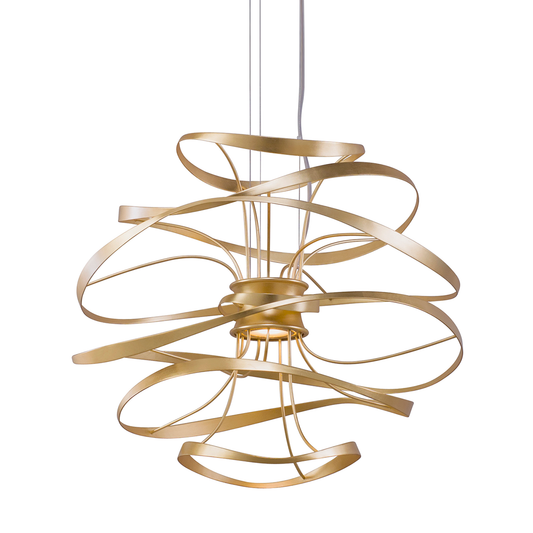 Calligraphy Chandelier In GOLD LEAF W POLISHED STAINLESS Finish