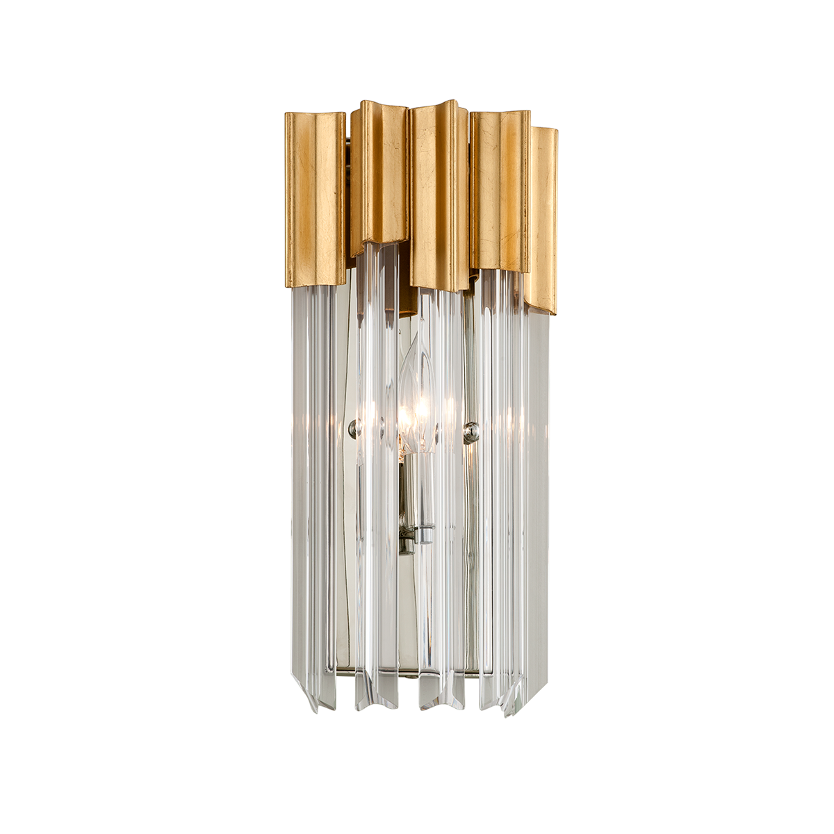 Charisma Wall Sconce In GOLD LEAF W POLISHED STAINLESS Finish