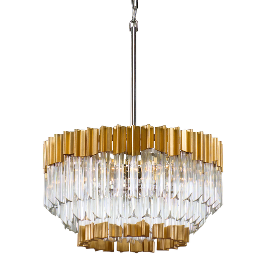 Charisma Chandelier In GOLD LEAF W POLISHED STAINLESS Finish
