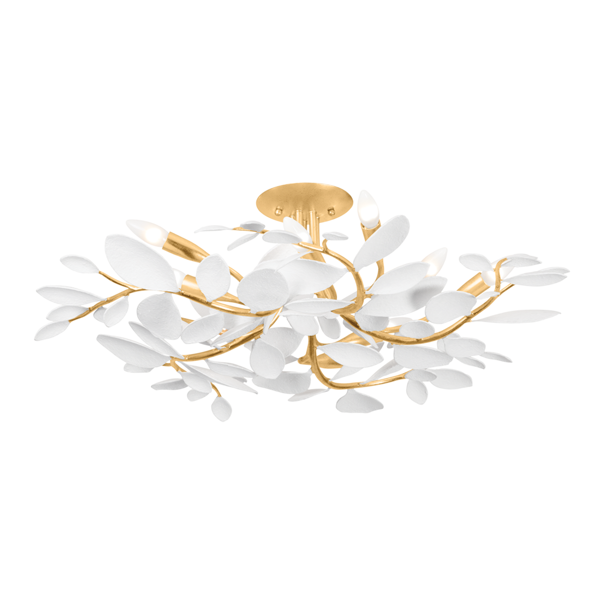 MARABEC Semi Flush with Vintage Gold Leaf/ White Plaster Finish
