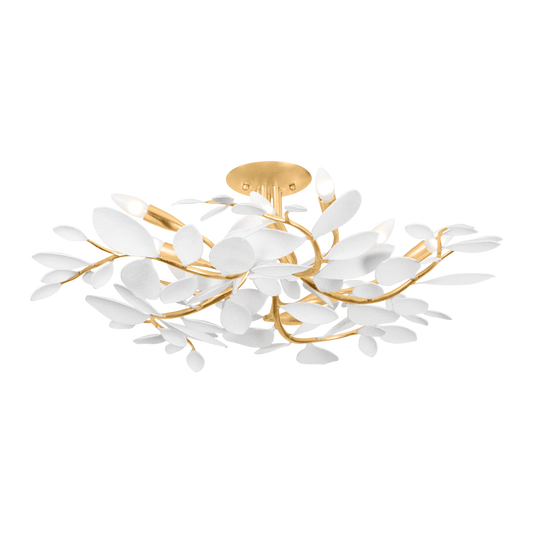 MARABEC Semi Flush with Vintage Gold Leaf/ White Plaster Finish