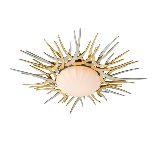 Helios Flush Mount In GOLD AND SILVER LEAF Finish
