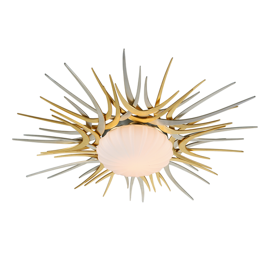 Helios Flush Mount In GOLD AND SILVER LEAF Finish