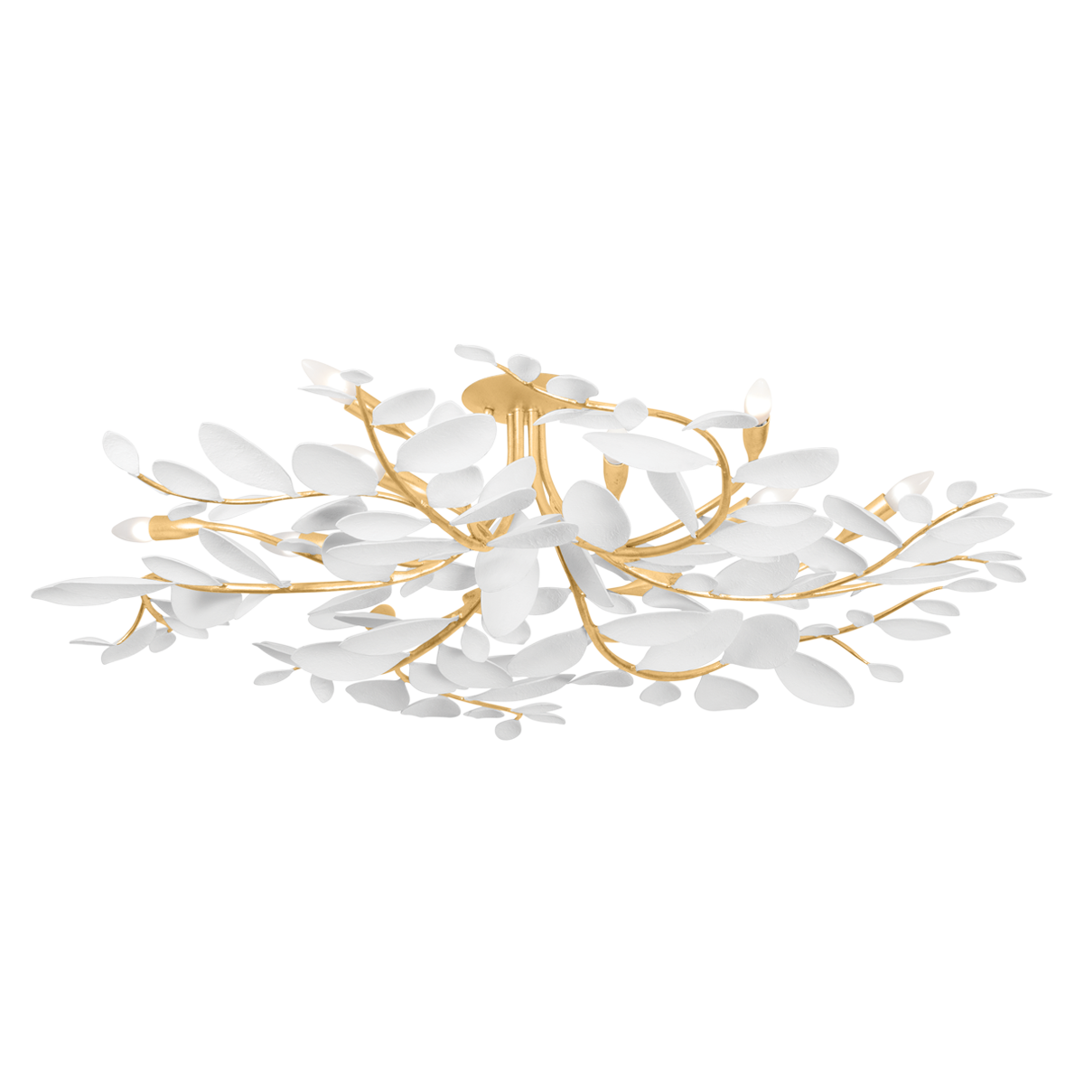 MARABEC Semi Flush with Vintage Gold Leaf/ White Plaster Finish
