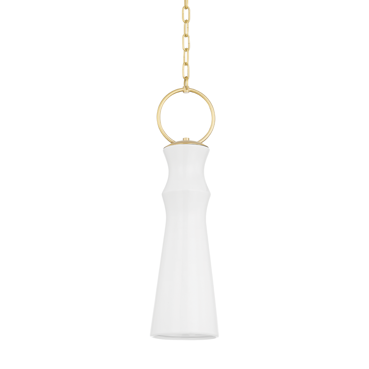 Borden Pendant with AGED BRASS/CERAMIC GLOSS WHITE Finish